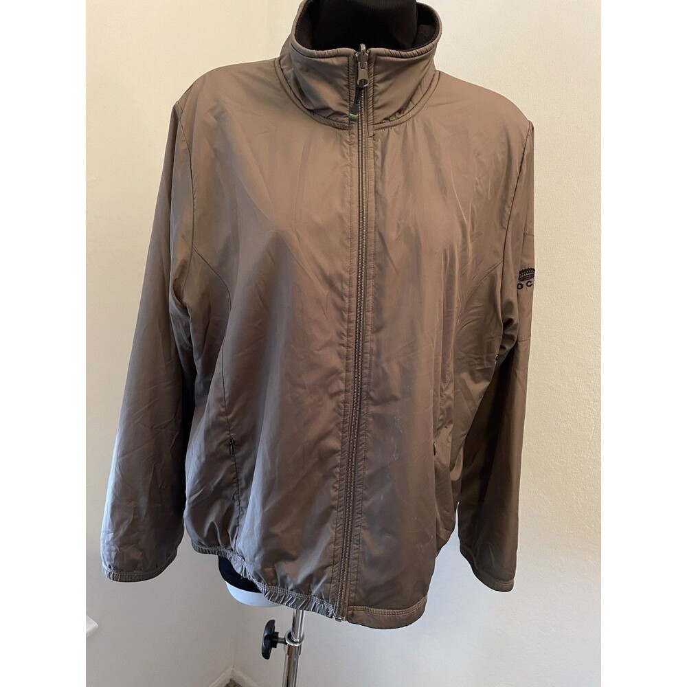 Oleg Cassini Sport Taupe Jacket Vintage Full Zip Up Size S Or M Fleece lined